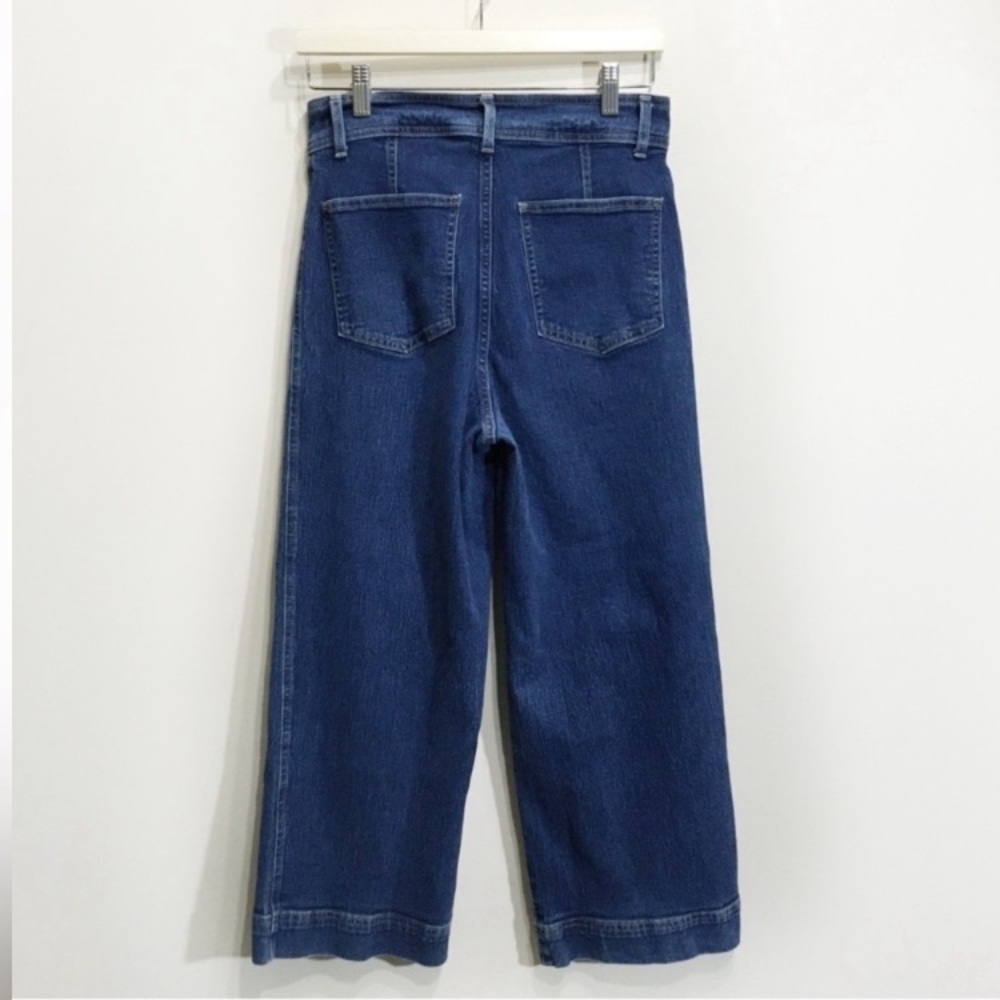 H&M Size 10 High Rise Wide Leg Crop Denim Jeans Medium Wash - Picture 5 of 8